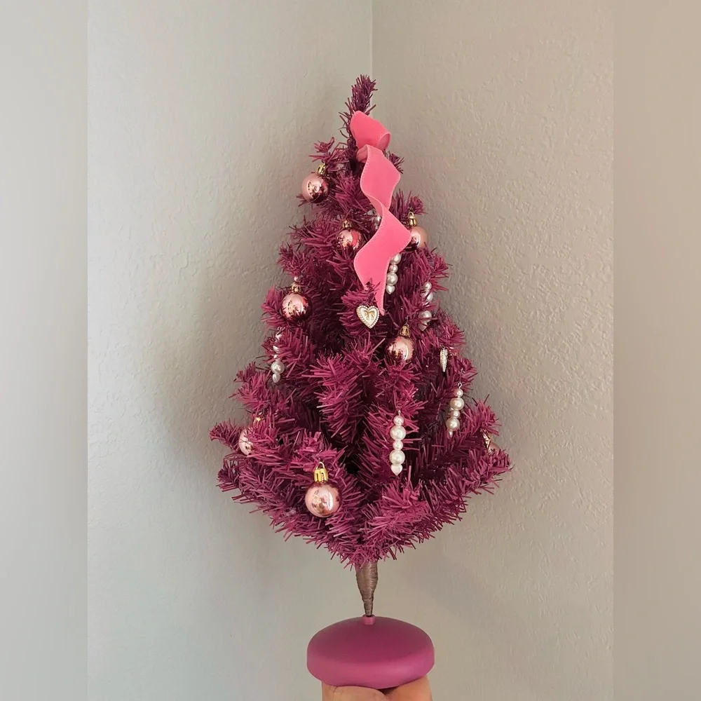 Barbie-Inspired Pink Christmas Tree 22” Coquette Glam Holiday Decor